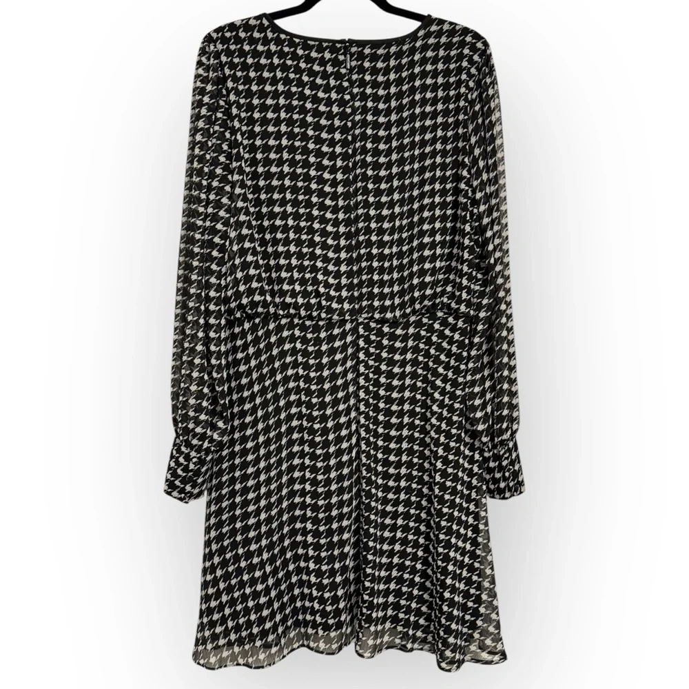 KARL LAGERFELD PARIS Houndstooth Belted Fit & Flare Dress, Size 14 - Picture 10 of 16